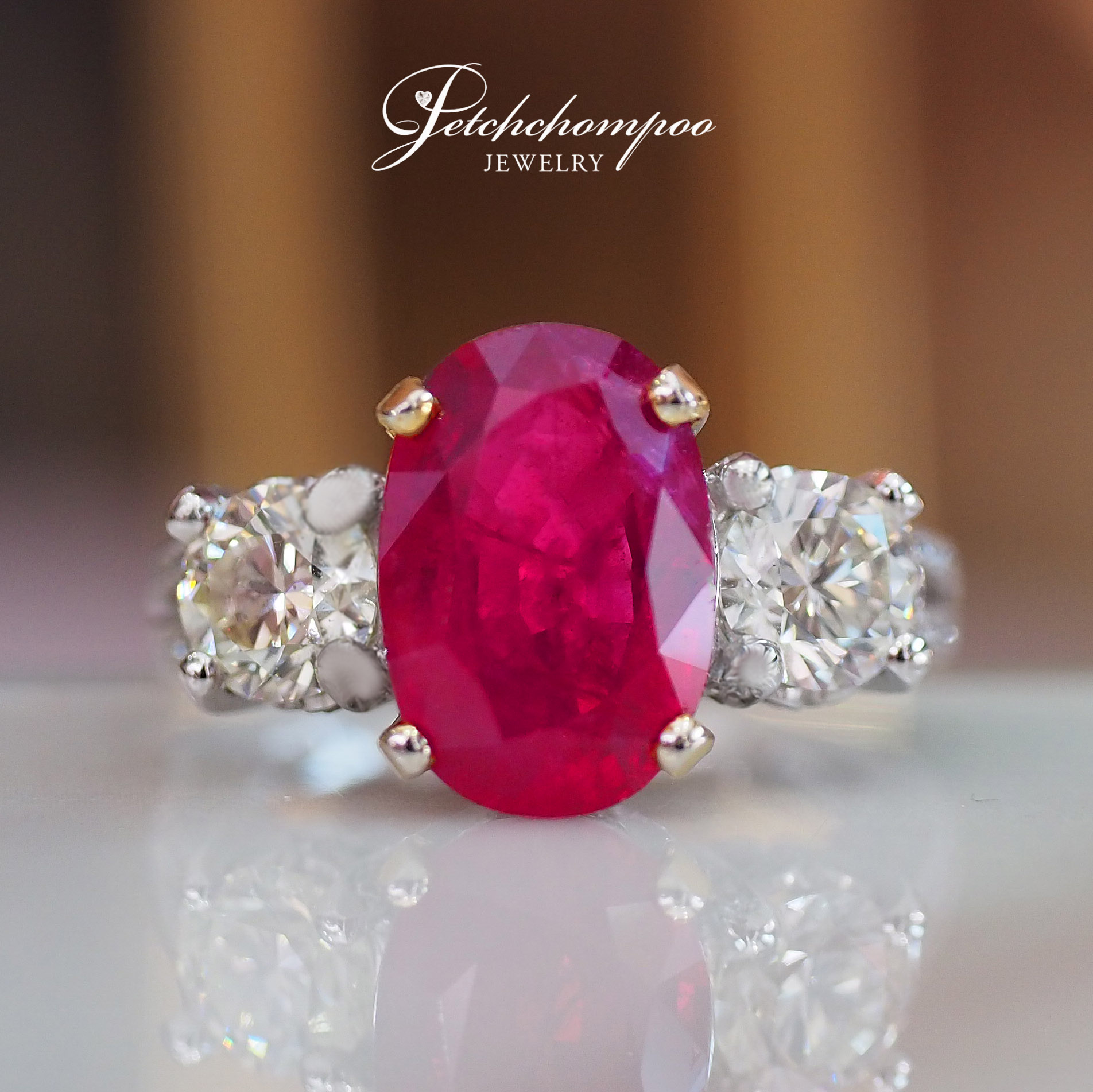 [26876] Unheated  Burma   Ruby with Diamond Ring  1,390,000 