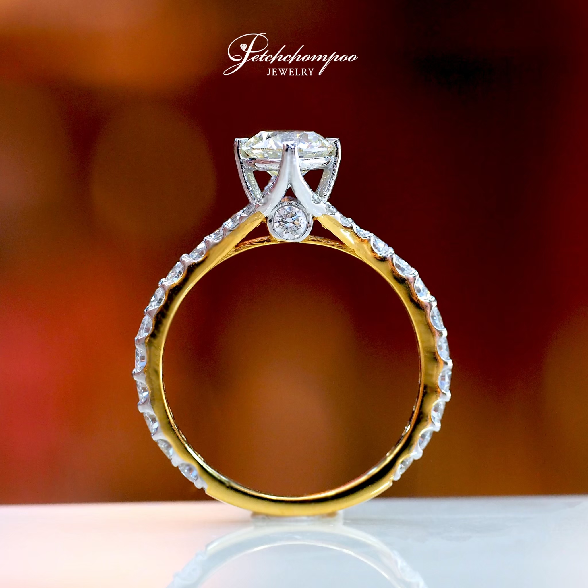 [27989] แหวนเพชรใบเซอร์ GIA เม็ดกลาง 0.90 กะรัต ลดราคาเหลือ 79,000