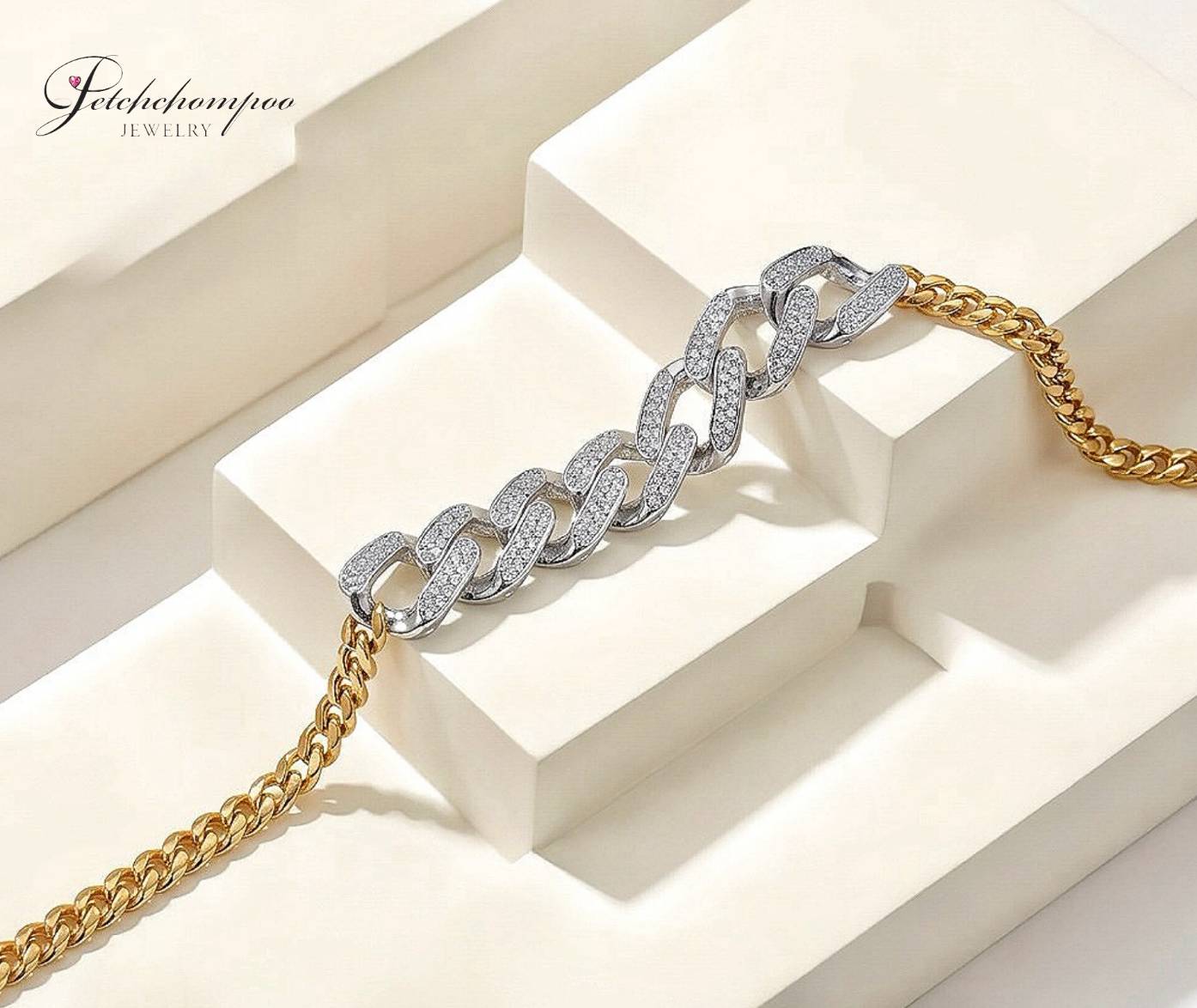 [29351] สร้อยข้อมือเพชร Curve Bold 1.40 กะรัต • สไตล์โซ่ฝังเพชร ดีไซน์สปอร์ตหรู  139,000 