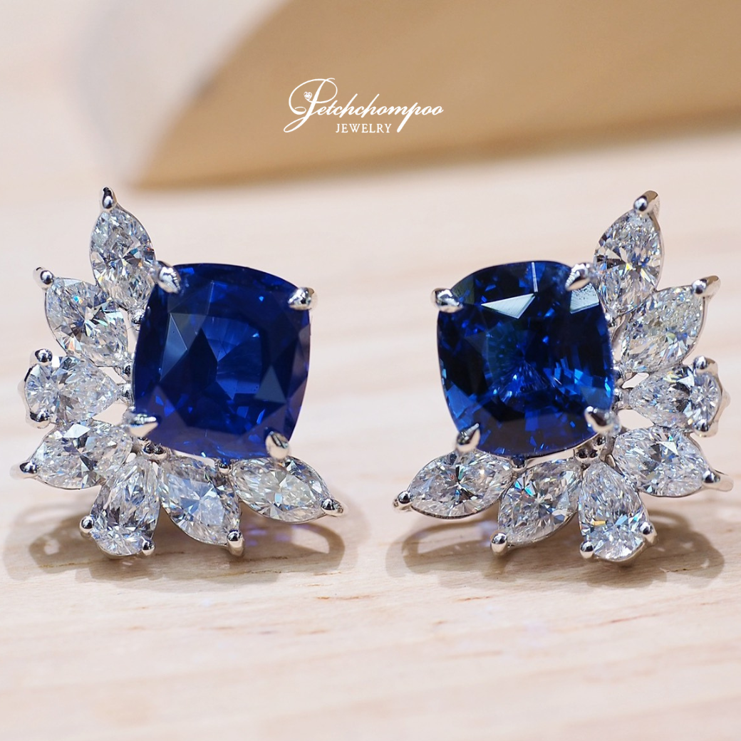 [31027] Royal Blue Sapphire Earrings (6.51 Carats Total Weight) with AIGS Certification  499,000 