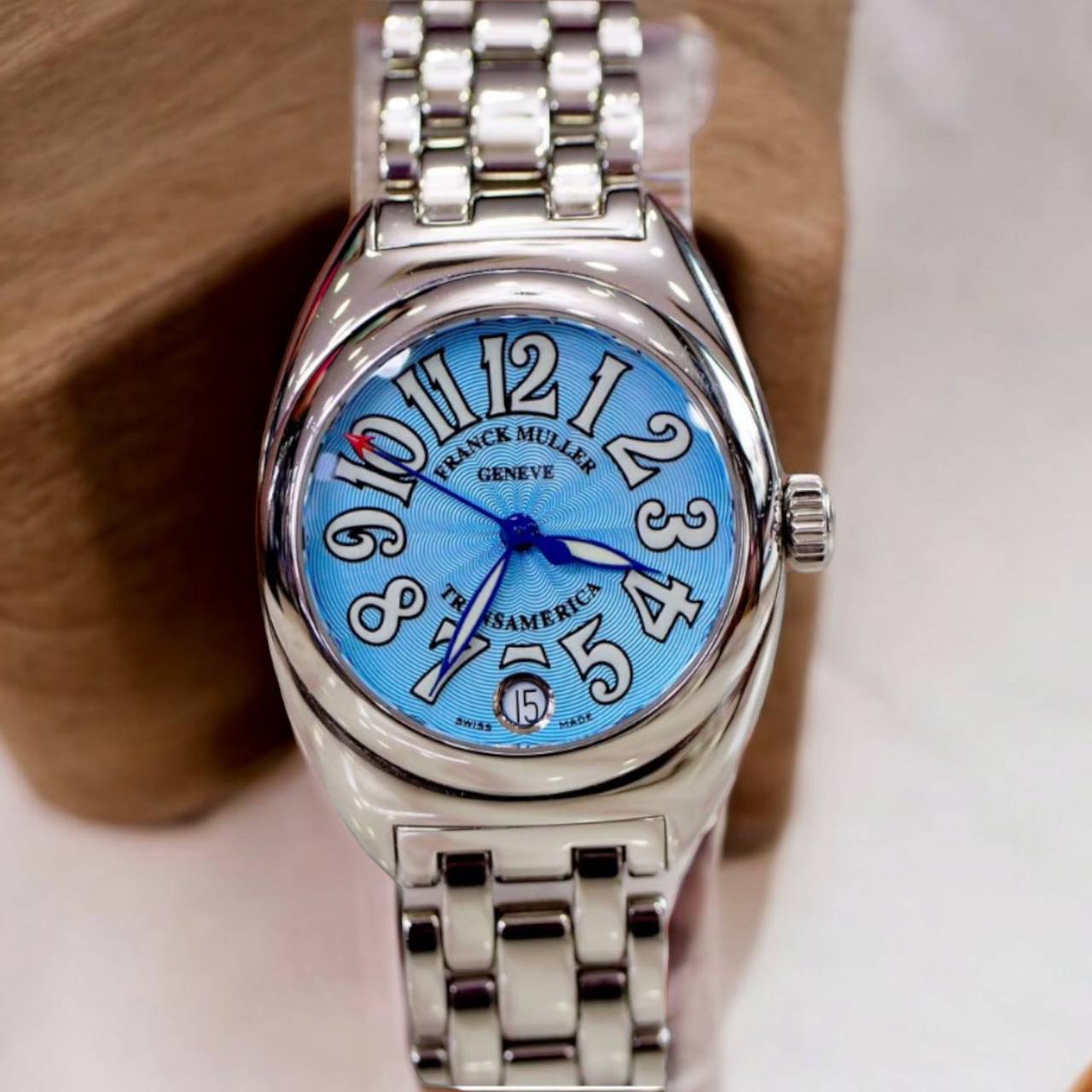 [020633] Franck Muller Transamerica Stainless Steel Blue Dial Quartz Ladies Watch 2000L  129,000 