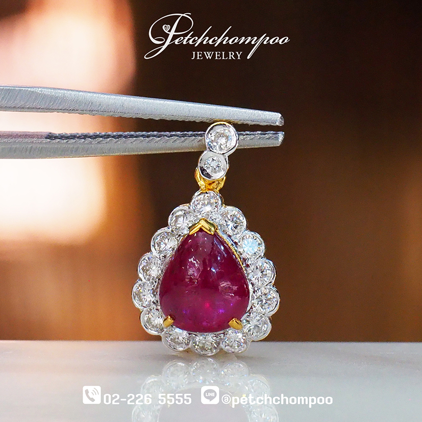 [27825] สร้อยคอพร้อมจี้ทับทิม พ ม่ า ล้อมเพชร  39,000 