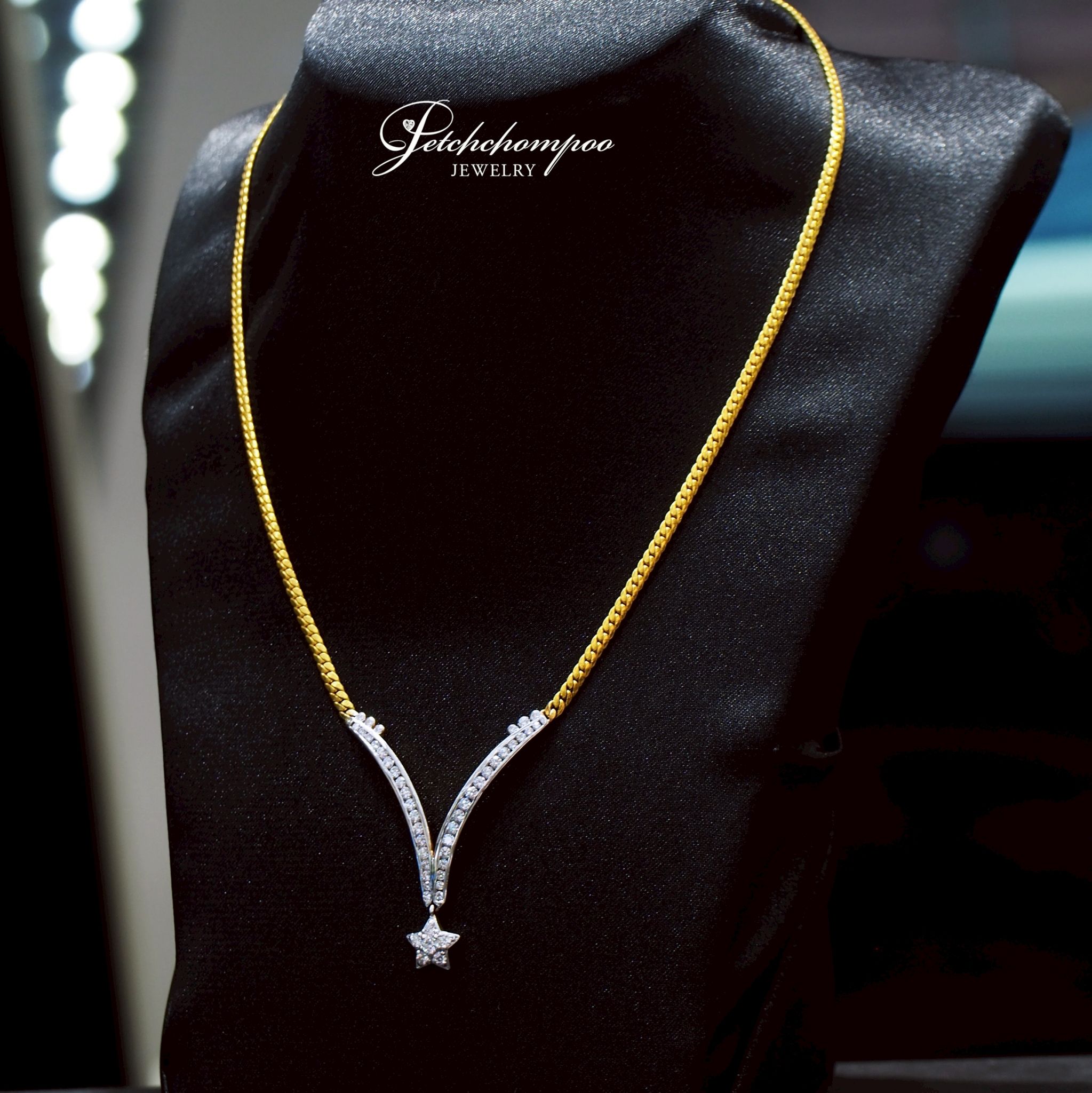 [28315] Shooting Star™ สร้อยเพชร 1.08 กะรัต ลายดาวบนเส้นทอง  99,000 