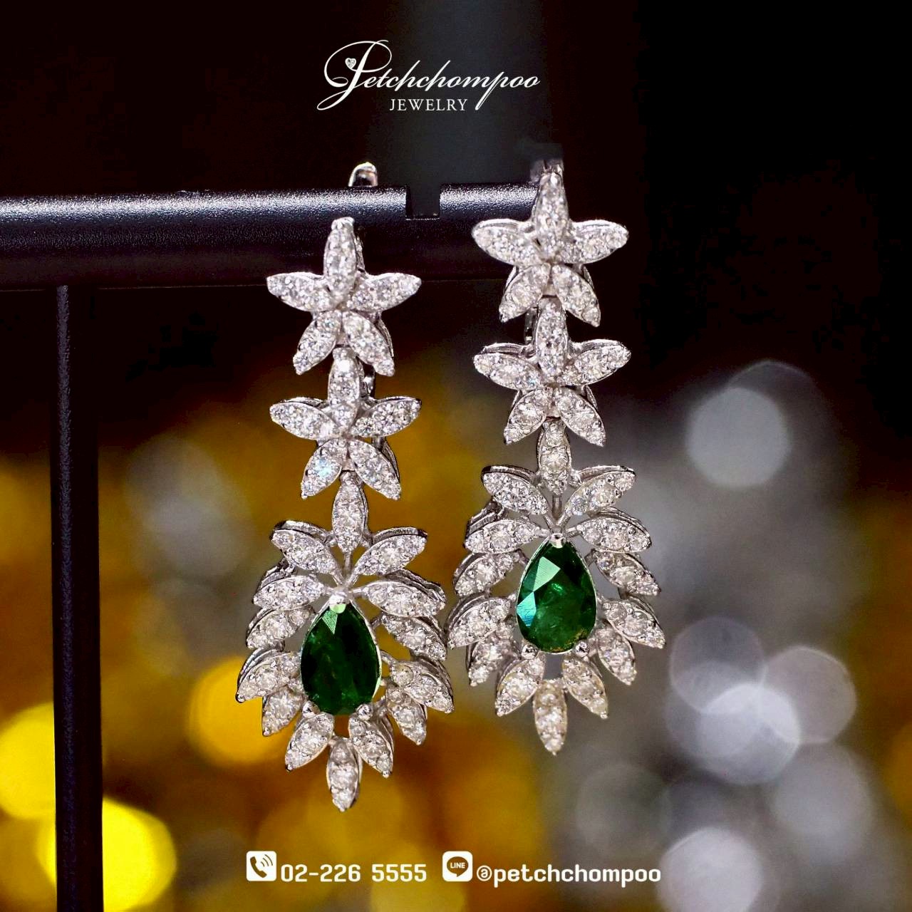 [29909] “Emerald Cascade™” Earrings – with Diamond Leaves  89,000 