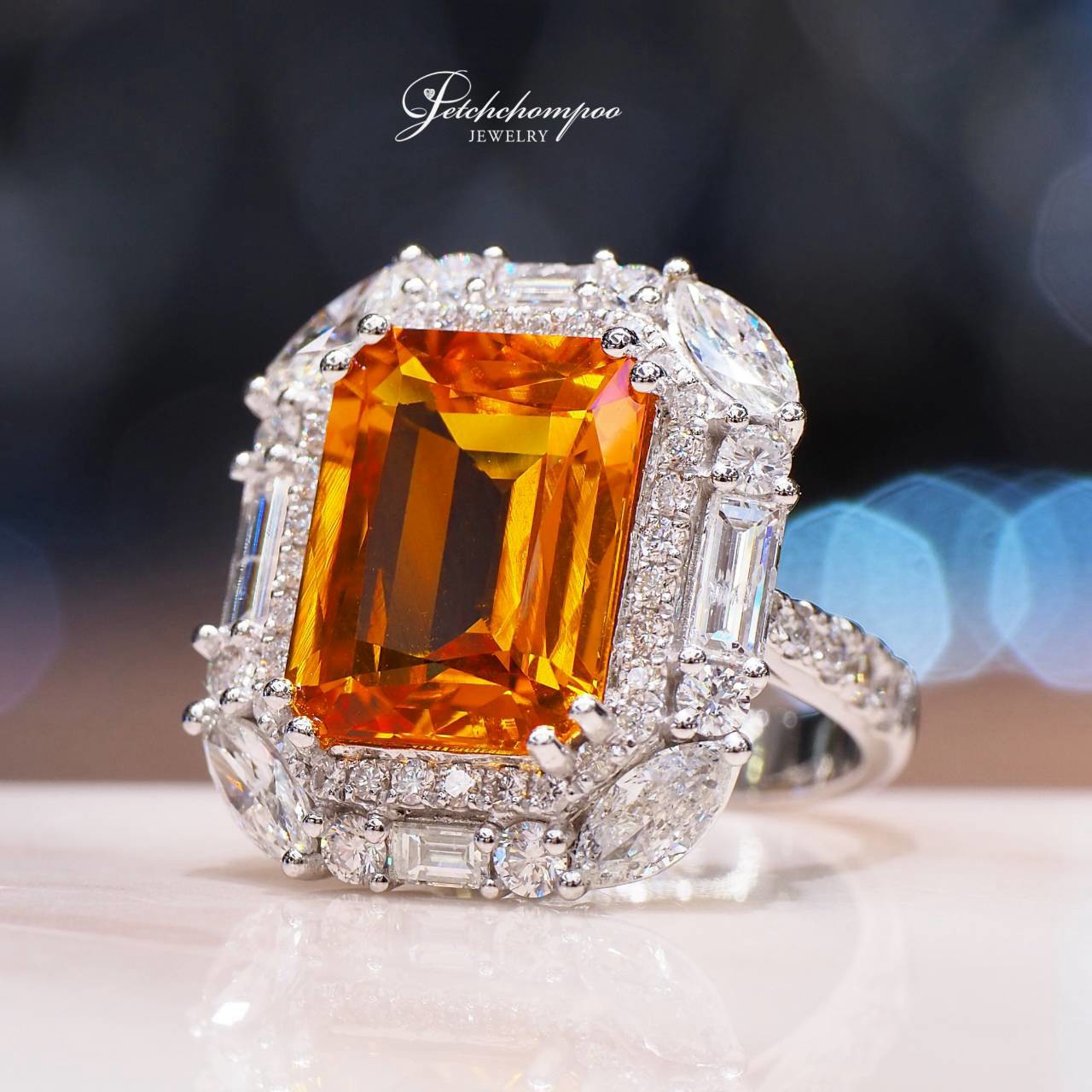 [31156] แหวนบุษราคัมบางกะจะ Vivid Yellow Elegance 9.88 กะรัต | AIGS ลดราคาเหลือ 199,000