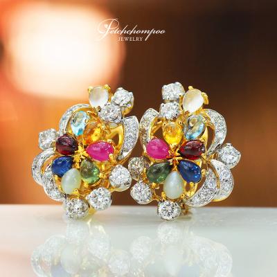 [28072] Nine gems earrings inlaid with diamonds  89,000 