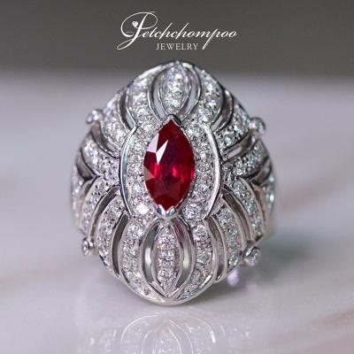 [023936] แหวนทับทิมฝังเพชรหน้ากว้าง ลดราคาเหลือ 59,000
