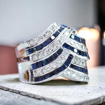 [024619] แหวนเพชรหน้ากว้างฝังไพลิน  89,000 