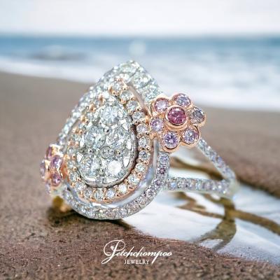 [27959] pear-shaped diamond ring set with pink diamonds.  59,000 