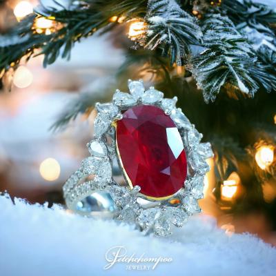 [28392] Ruby ring, 7.02 carats, surrounded by diamonds.  159,000 