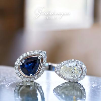 [28841] 1.02 carat pear shape diamond and blue sapphire ring Discount 99,000