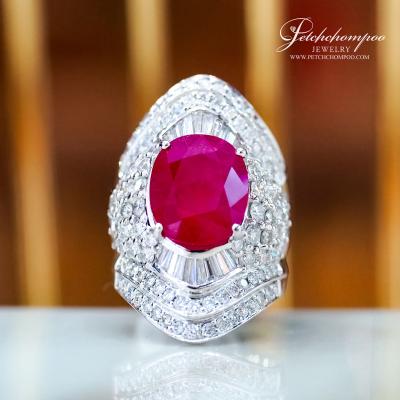 [26982] Burmese ruby ring, AIGS certificate 7.34 ct,  wide diamonds.  299,000 