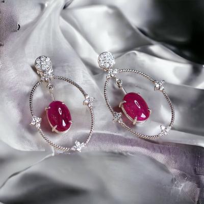 [004498] Ruby Burmese Earrings Discount 59,000