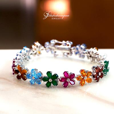 [28050] Multi color gemstone bracelet with diamonds  79,000 