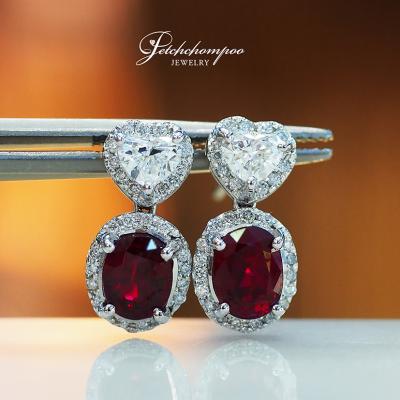 [28681] Siam ruby-set diamond heart earrings  139,000 