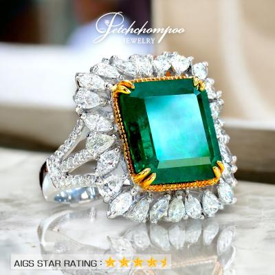 [28205] แหวนมรกตโค ลัม เบีย ViVid Green 12 กะรัตเซอร์ AIGS  2,290,000 