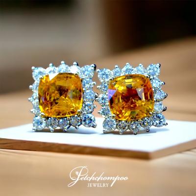 [021725] Ceylon Yellow Sapphire Earrings Discount 490,000