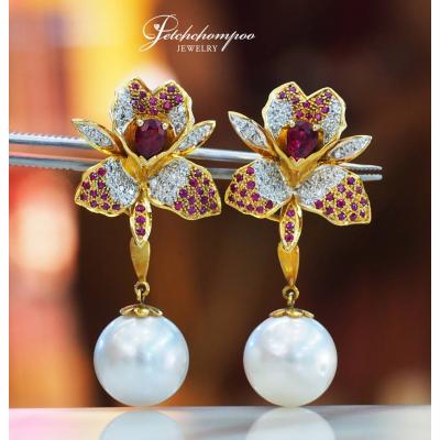 [28904] Flower ruby and diamond with southsea pearl earring  89,000 