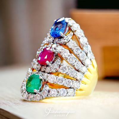 [021840] 3 Color Stones with Diamond Ring  129,000 