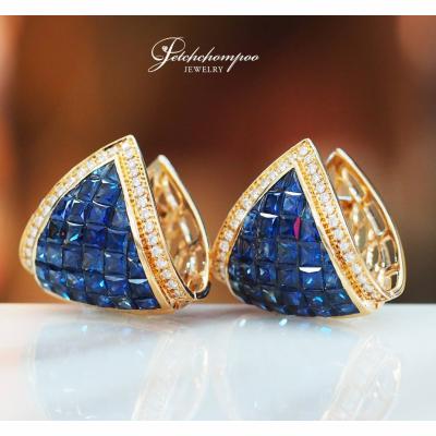 [28905] Invisible setping sapphire with diamond earring  69,000 