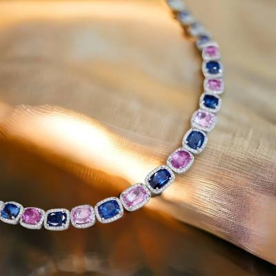 [25586] Blue Sapphire and Pink Sapphire with diamond Bracelet  390,000 
