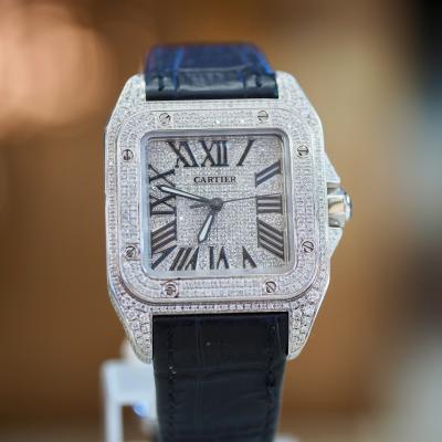 [28915] Cartier santos100 size M  Full Diamond  225,000 