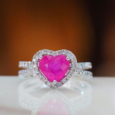 [27612] Heart ruby ring set with diamonds  39,000 