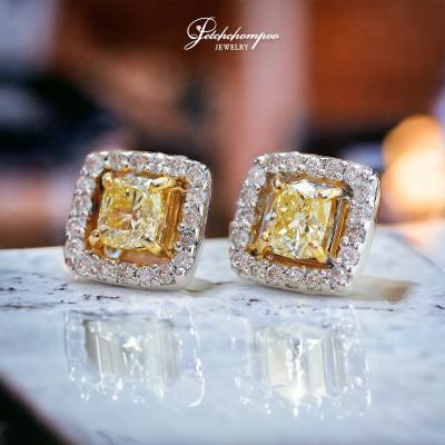 [28930] Natural fancy yellow diamond stud earring  89,000 