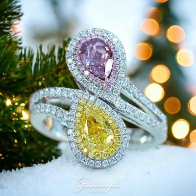 [28379] Fancy Color diamond ring, GIA Pink-Yellow certificate, 70 tat each. Discount 399,000