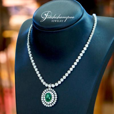[28275] diamond necklace with emerald pendant, Zambia, 4.12 carats, 2in 1  299,000 